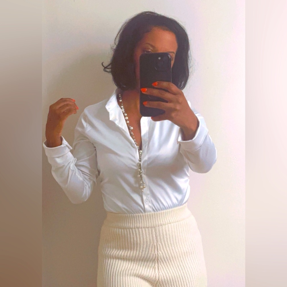 Satin like long sleeve top